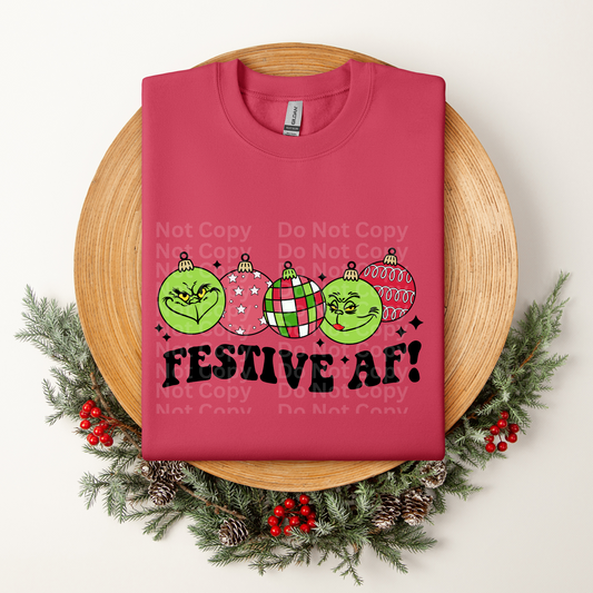 Green one festive AF Christmas balls DTF Transfer