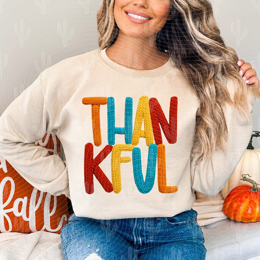 RTS ADULT Faux Yarn Thankful DTF Transfer