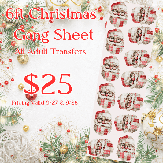 6ft Christmas Patchwork Santa Gang Sheet