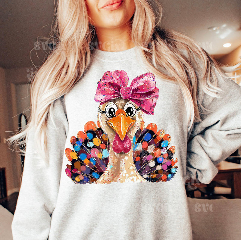 Fancy Turkey w/ Bow DTF Transfer