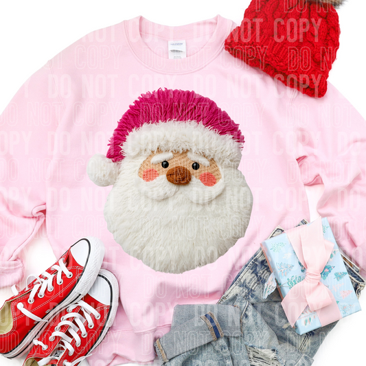 Yarn Santa with Pink Hat  DTF Transfer