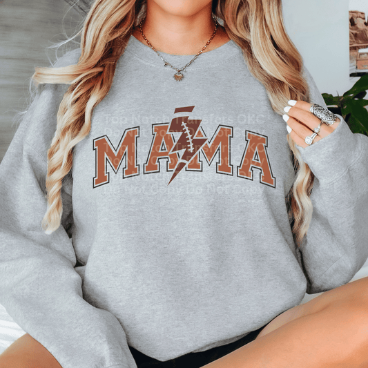 Mama Football Bolt Brown DTF Transfer