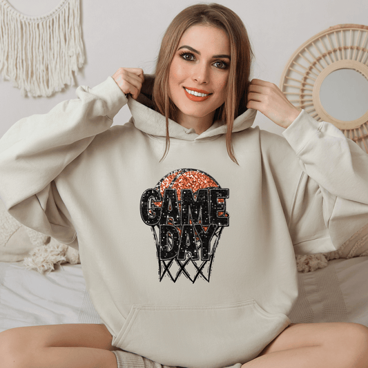 Game Day Hoop Faux Sequins DTF Transfer