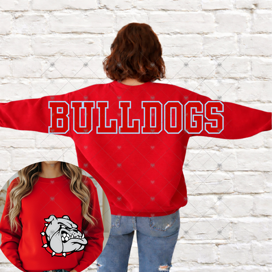 Custom Text Full Back & Side Mascot Image DTF Transfer “Leave Custom info in checkout notes-text, font type, colors inside text and outline, and mascot”