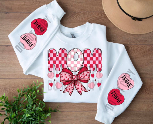 Mom Valentines DTF Transfer “Leave name for sleeve hearts in checkout notes”