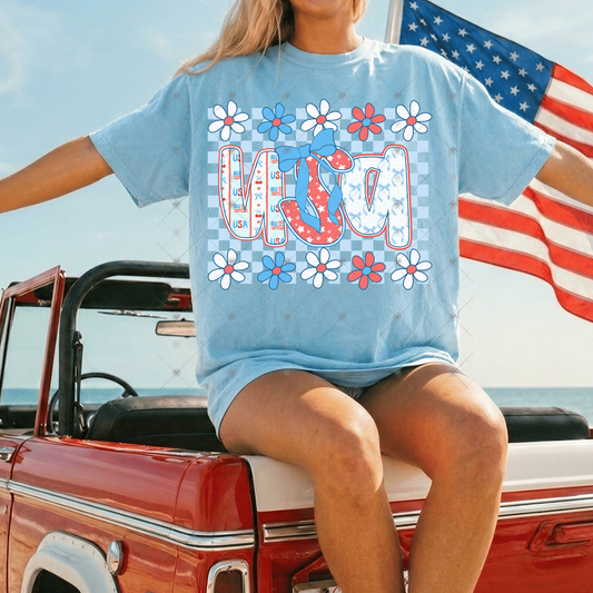 USA Floral & Checkers DTF Transfers