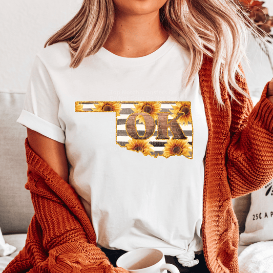 Oklahoma Sunflowers wood DTF Transfer