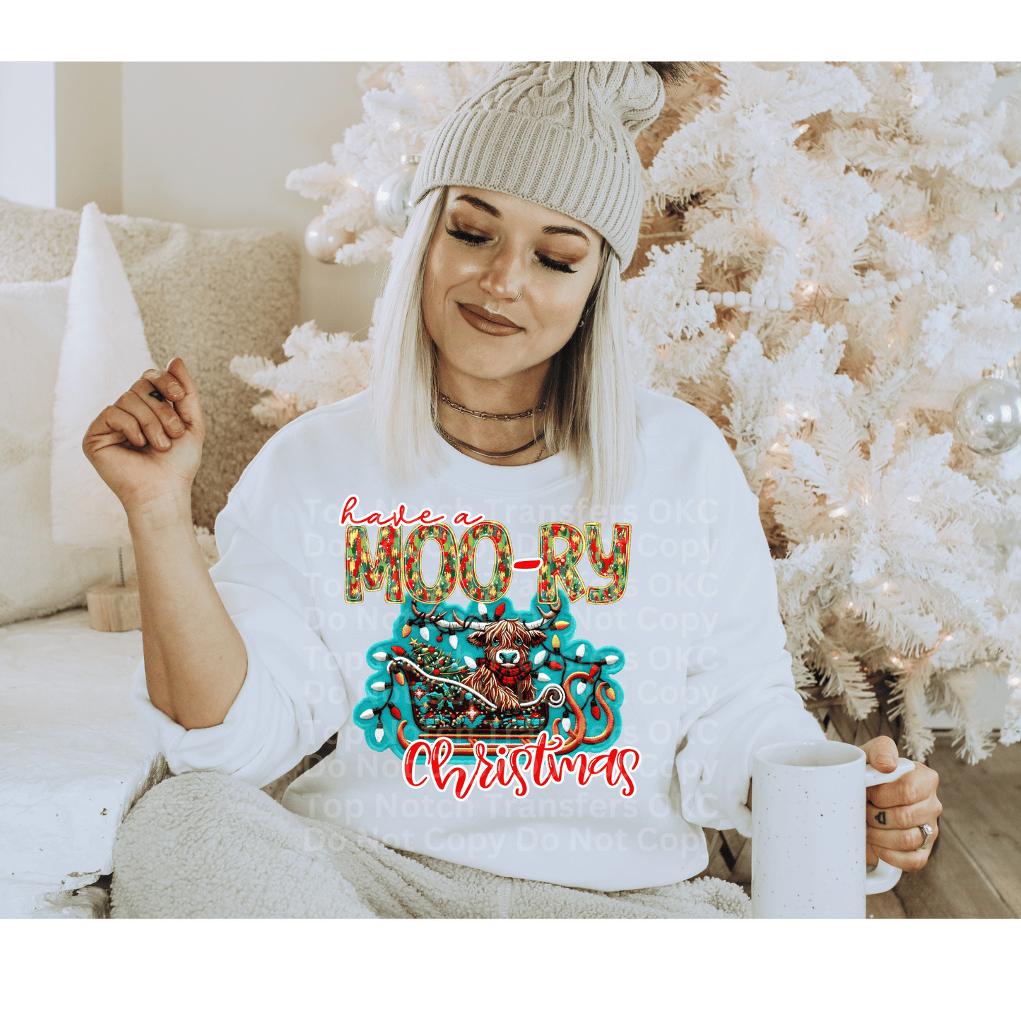Have a Moo-ry Christmas DTF Transfer