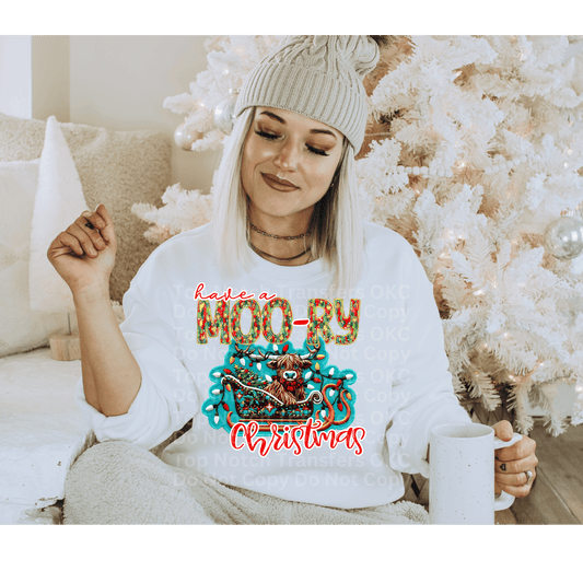 Have a Moo-ry Christmas DTF Transfer