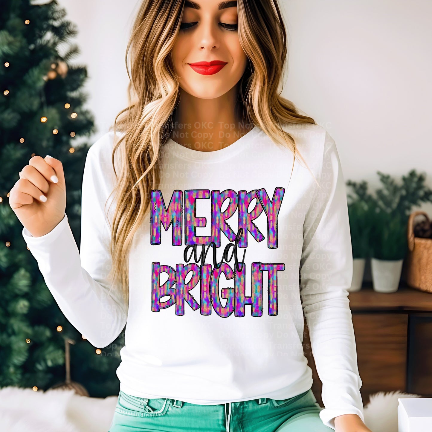 Merry & Bright Purple DTF Transfer
