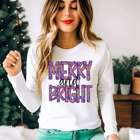 Merry & Bright Purple DTF Transfer