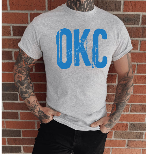 OKC Blue Distressed DTF Transfer