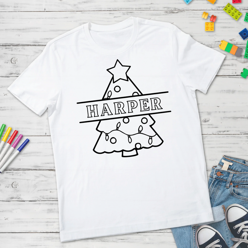 Christmas Tree Name coloring design DTF Transfer