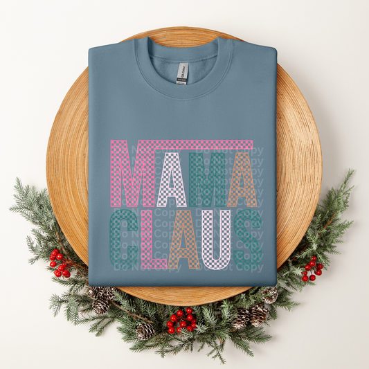 MAMA CLAUS Checkered DTF Transfer