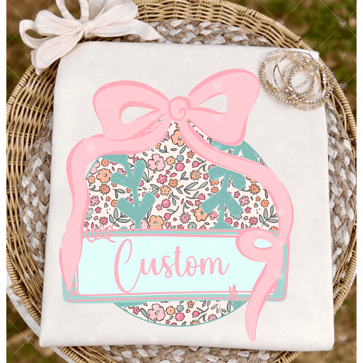 Custom Floral Baseball w/ Name DTF Transfer (*Leave Name in Checkout Notes)