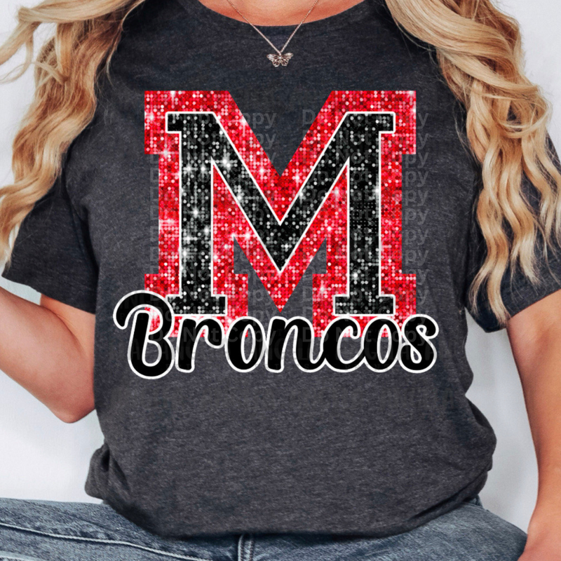 Mustang Broncos Faux Sequin DTF Transfer