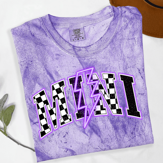 Checkered Mini Neon Purple DTF Transfer