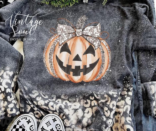 Faux gold glitter Jack-o-lantern DTF Transfer