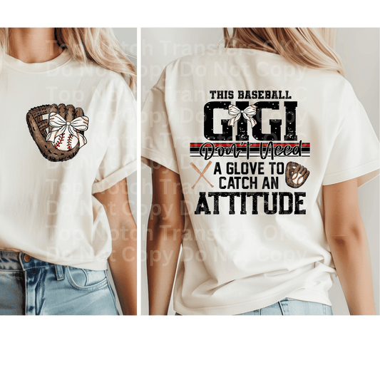 This Baseball Gigi w/ Bow DTF Transfer