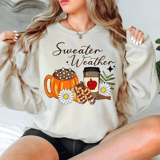 Sweater Weather & Pumpkin Mug DTF Transfer