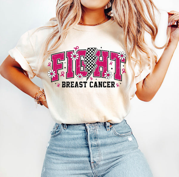 Fight Breast Cancer Checkered bolt DTF Transfer