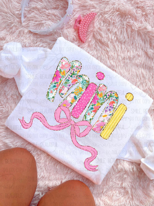 Mini Floral w/ gold details & bow DTF Transfer