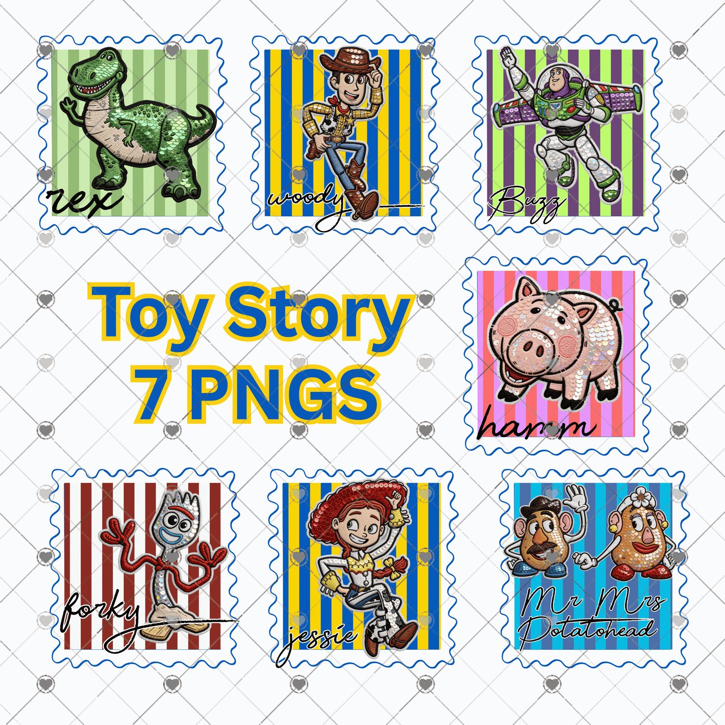 Toy Stamp Bundle 7 PNGs 300 DPI