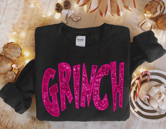 (Copy) Faux Sequin Pink Gr!nch DTF Transfer