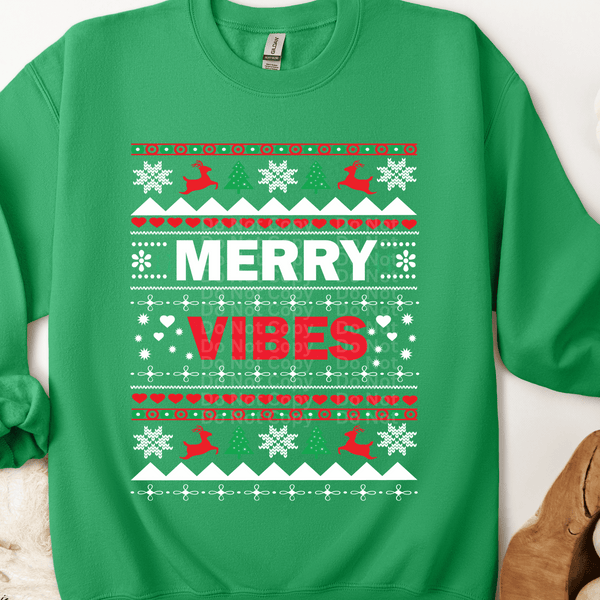 Merry Vibes Ugly Sweater DTF Transfer