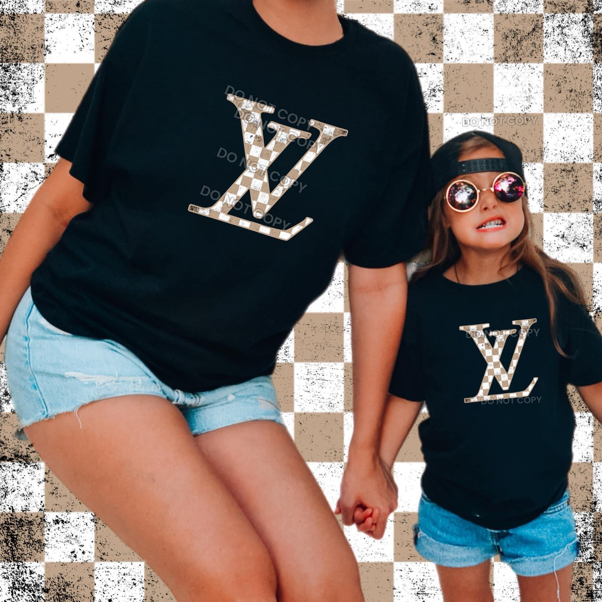 LV Taupe Checkered DTF Transfer