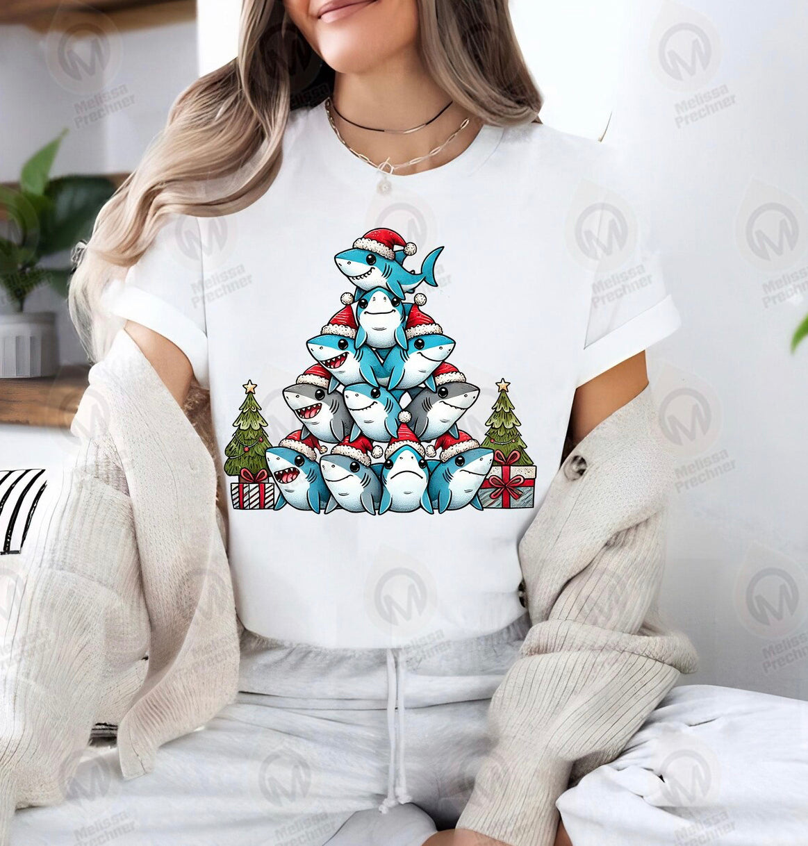Christmas Shark Tree DTF Transfer