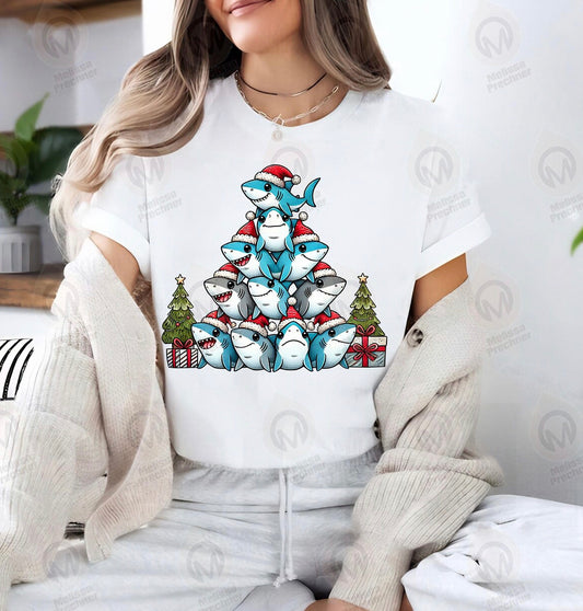 Christmas Shark Tree DTF Transfer