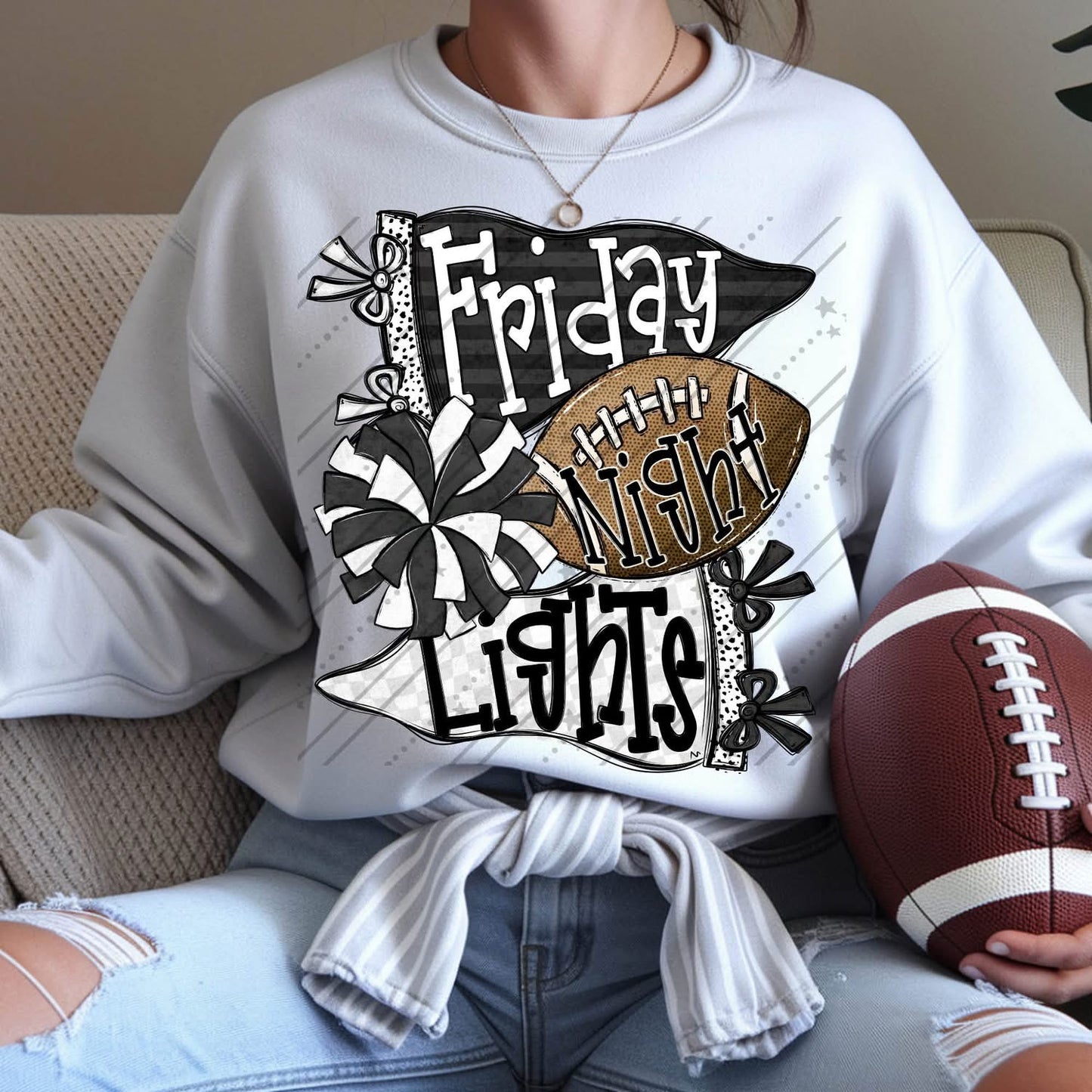 Friday Night Lights Black/White DTF Transfer