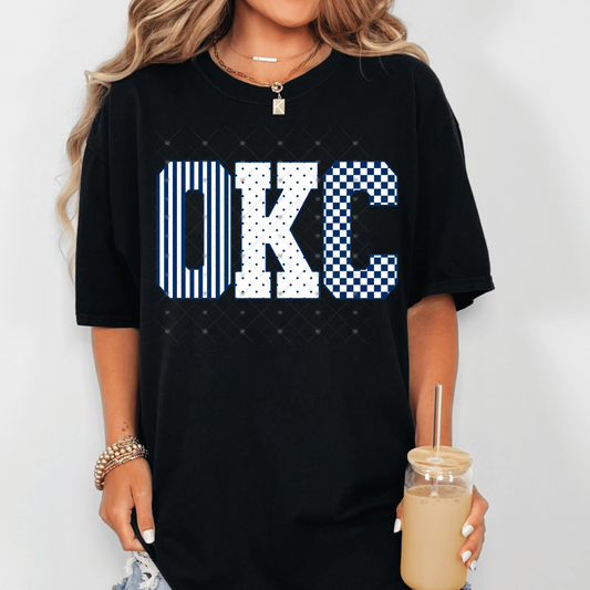OKC White & Dark Blue DTF Transfer