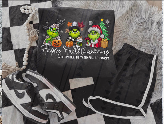 Happy Hallothankmas Gr!nch (White) DTF Transfer