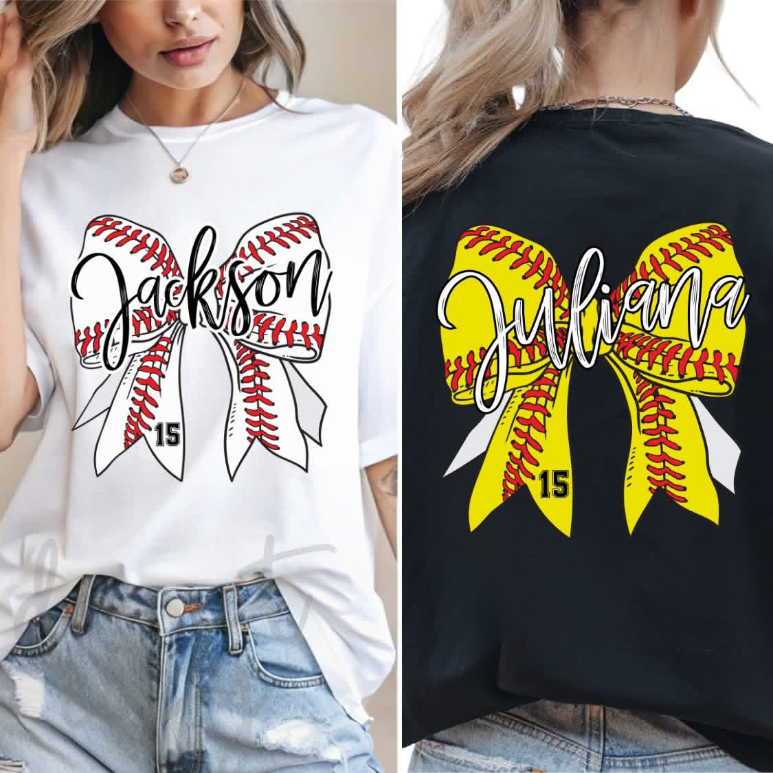 Custom Baseball, Softball or Combo Bow DTF Transfer (Please Leave Name & Number for Bow in checkout notes)