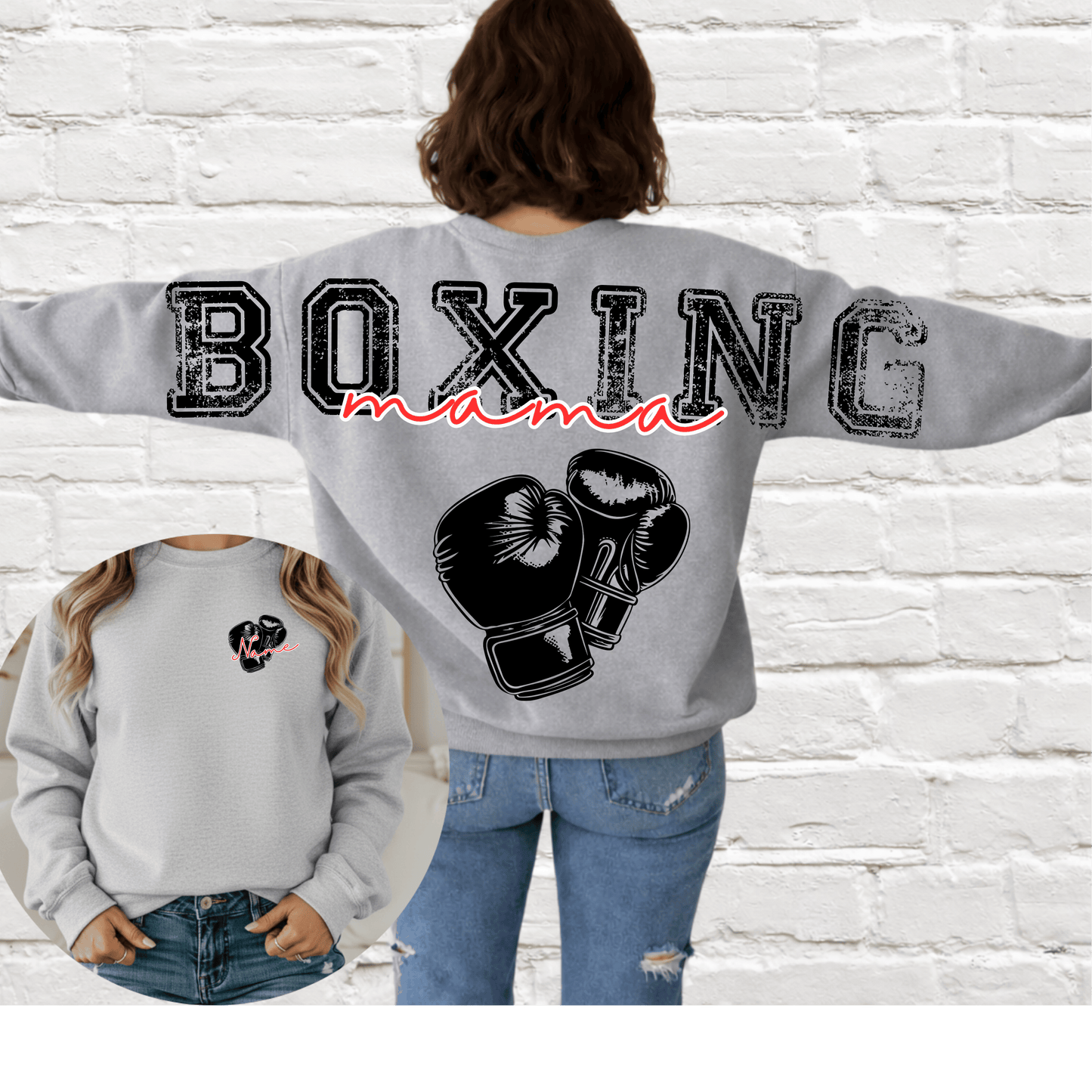 Custom Sports Mama Across the Back & Front pocket DTF Transfer “Leave Custom info in checkout notes- number, name for pocket, for cheerleading- 2 colors and glitter or no glitter on the Pom”