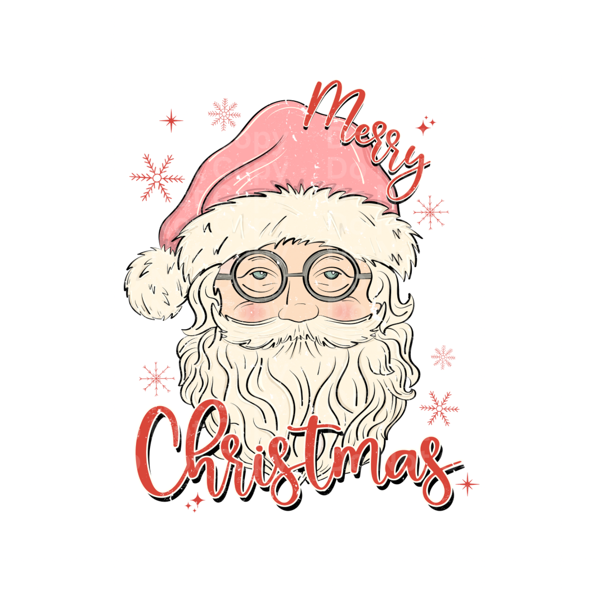Pink Merry Christmas Santa DTF Transfer