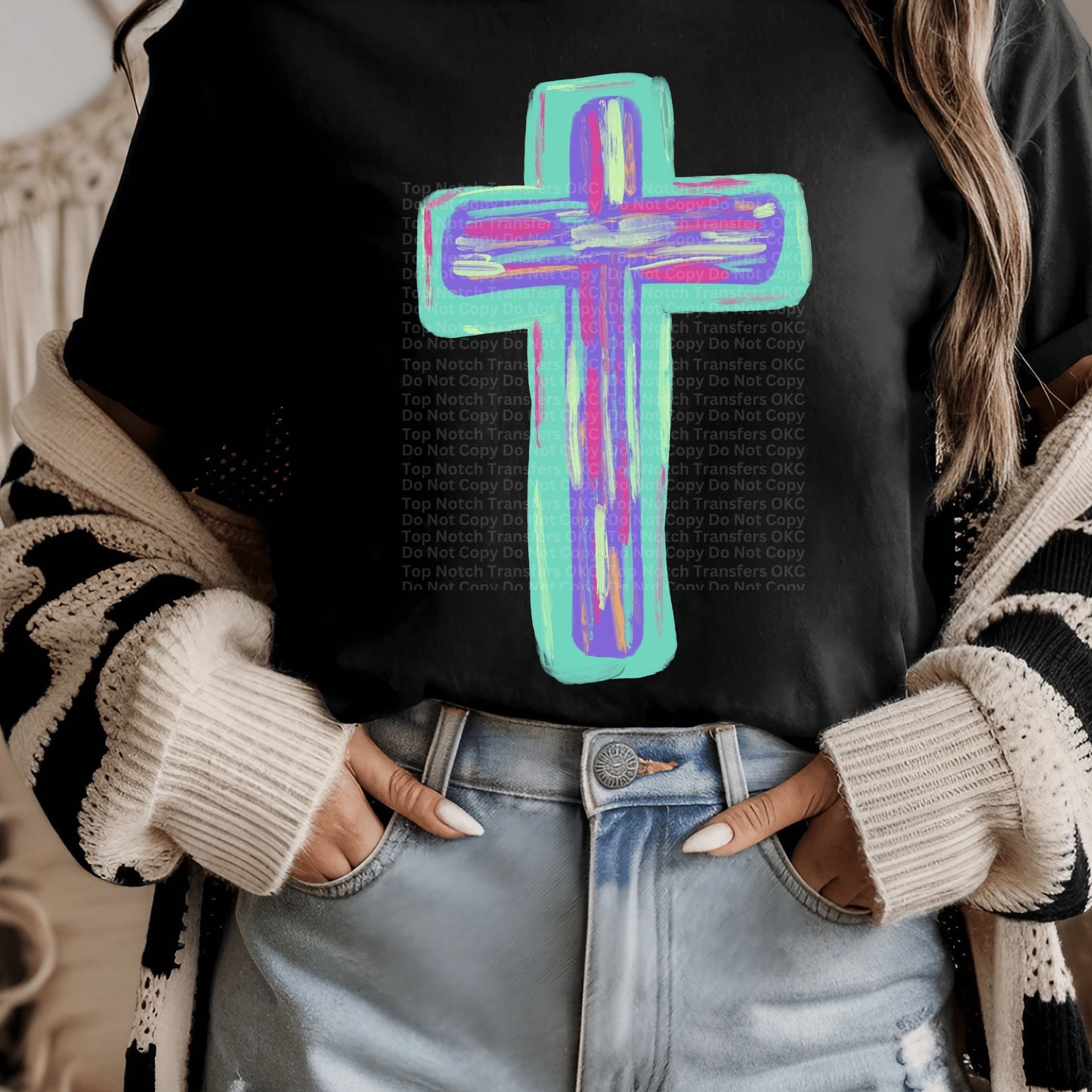 Watercolor Cross DTF Transfer