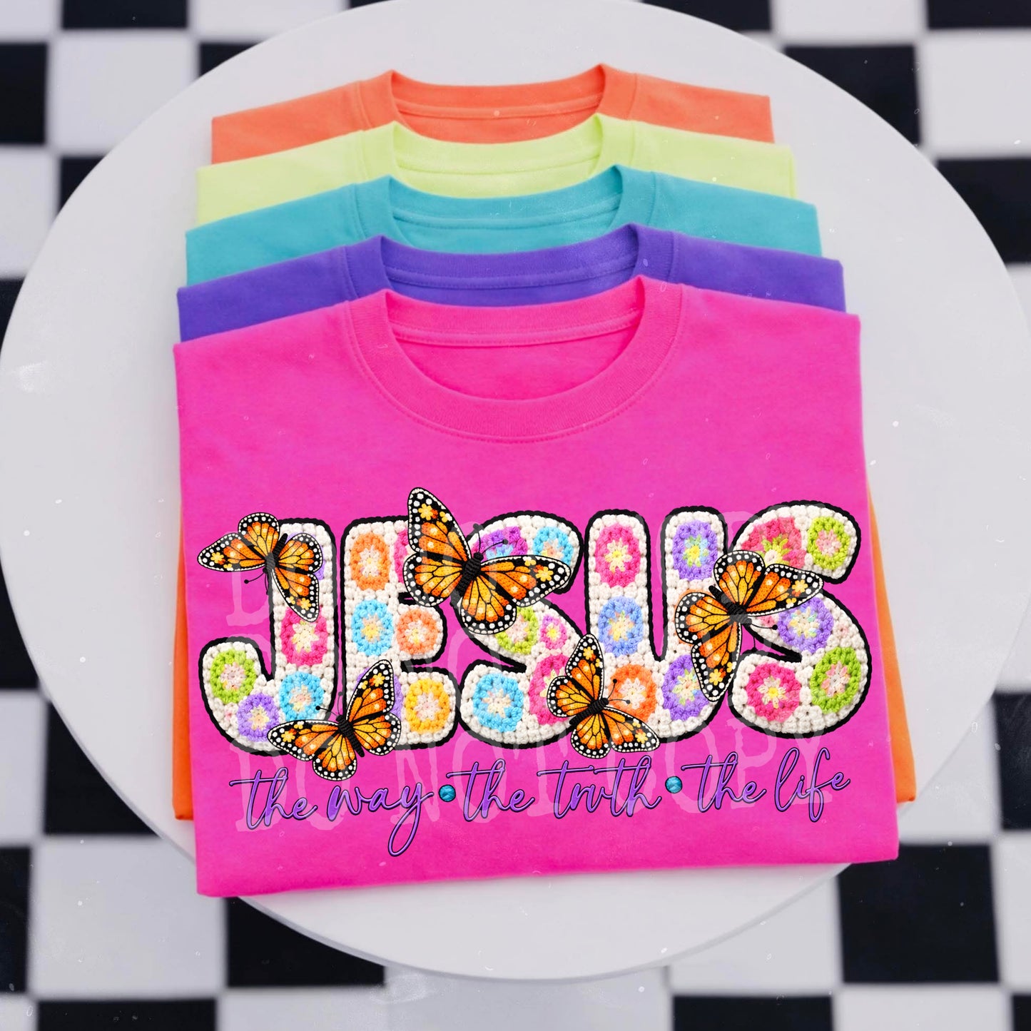 Jesus The Way, The Truth, The Life Faux Crochet DTF Transfer