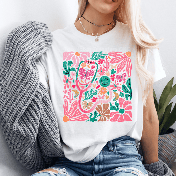 Nurse Retro Boho Floral DTF Transfer