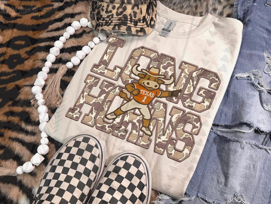 Camo Longhorns DTF Transfer