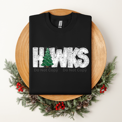 Christmas Hawks Faux Sequins DTF Transfer