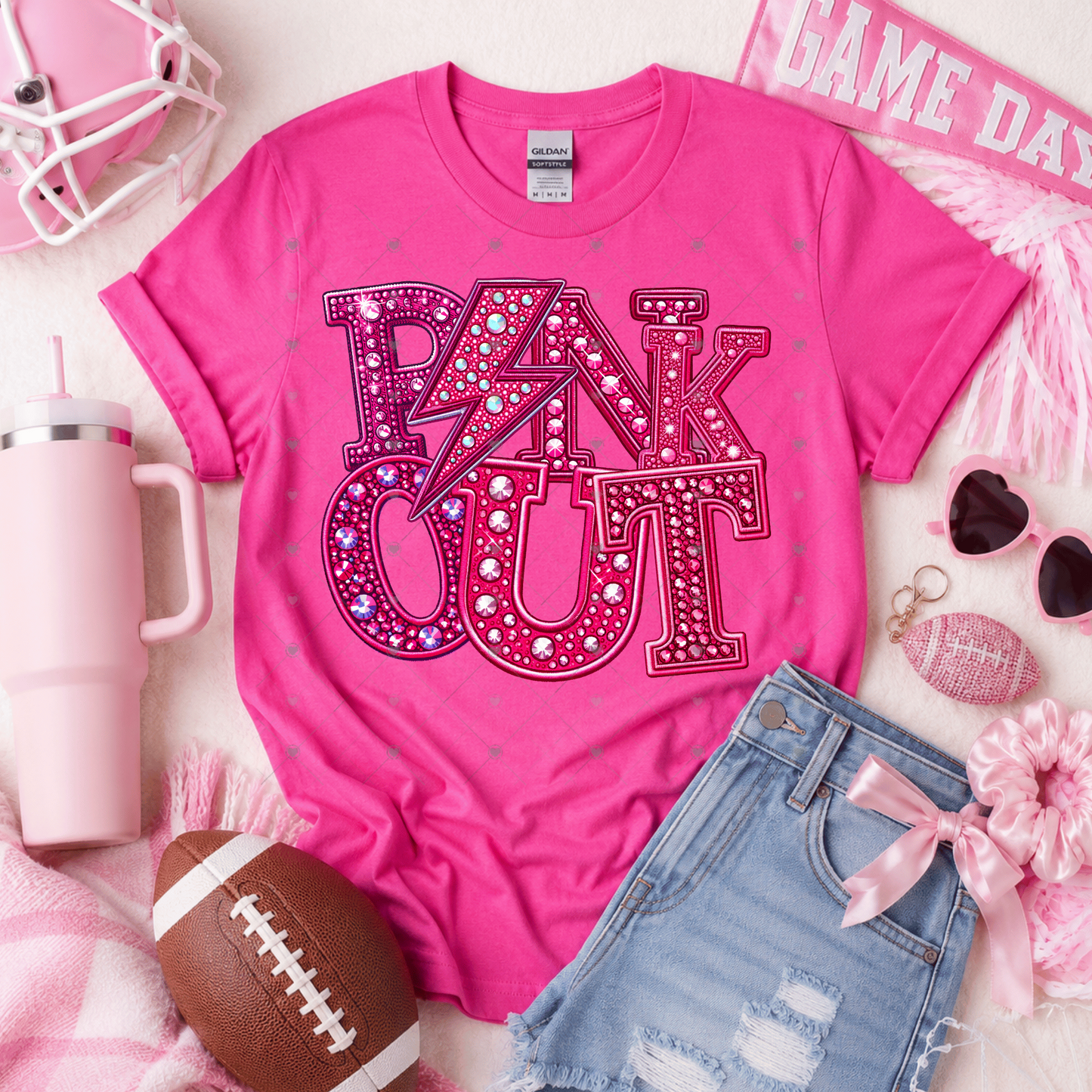 Pink Out Faux Rhinestone DTF Transfer