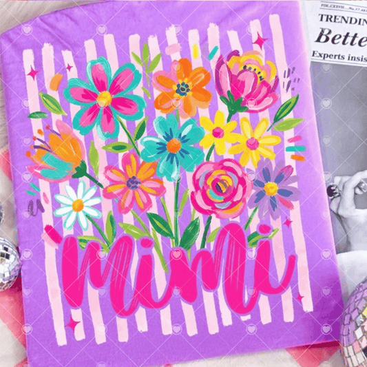 Mimi Floral Bouquet Stripes DTF Transfer