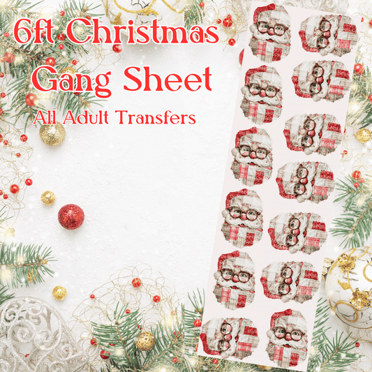 6ft Christmas Patchwork Santa Gang Sheet