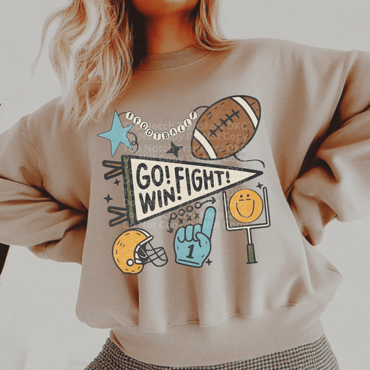 Vintage Go Fight Win DTF Transfer