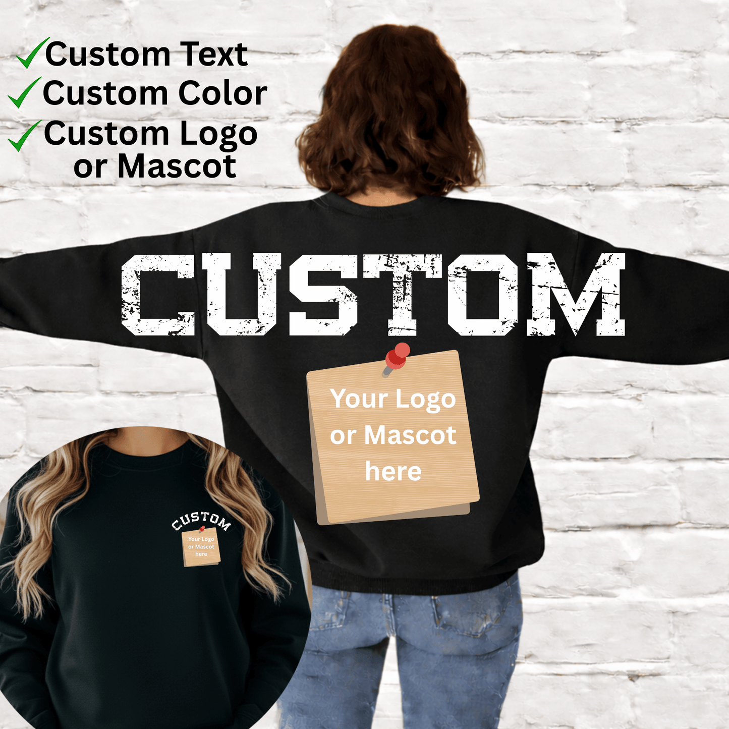 Custom School Spirit Mascot Full Back & Pocket DTF Transfer “Leave school name mascot & colors in checkout notes-text, for custom logos/mascots please email to topnotchtransfersokc@gmail.com after ordering with Order#***