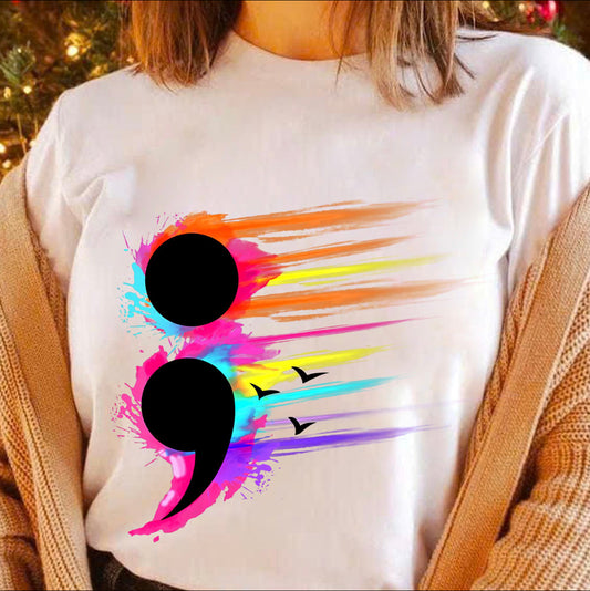 Colorful Semi-Colon DTF Transfer