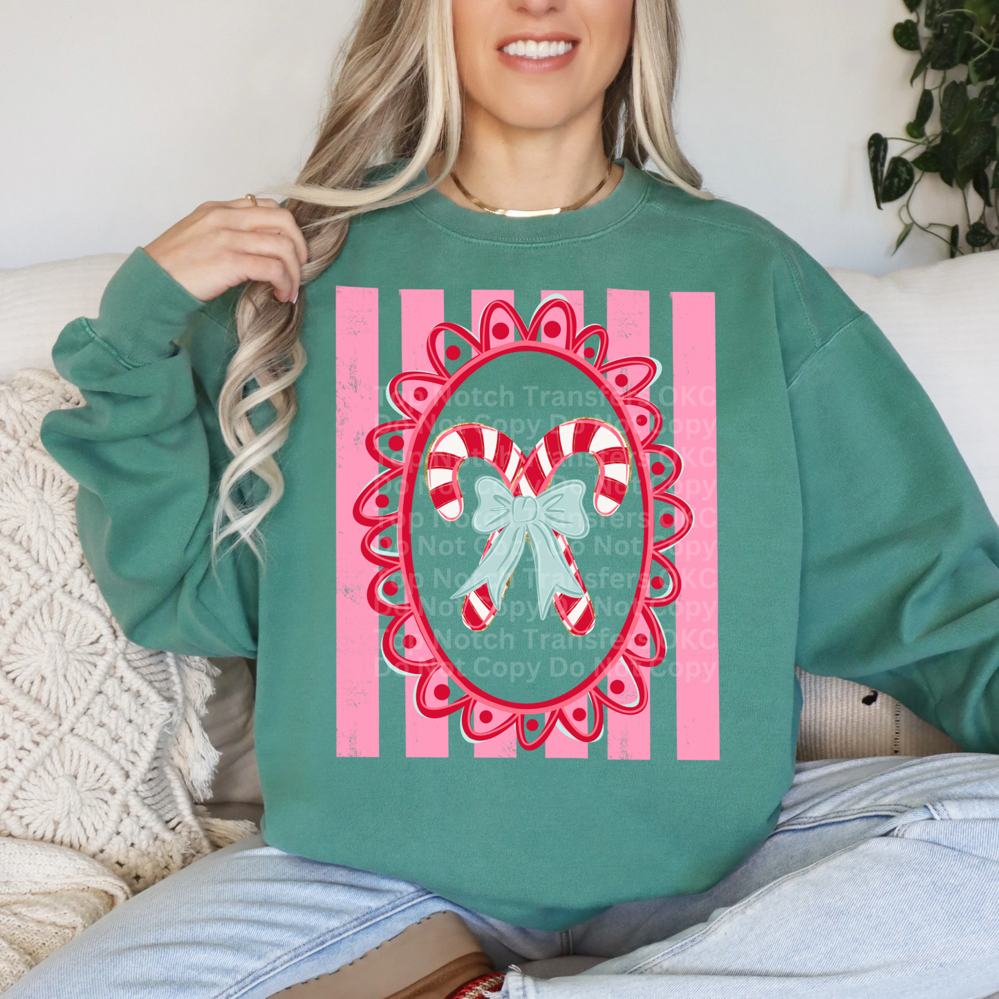 Framed Candy Canes w/ Stripes DTF Transfer